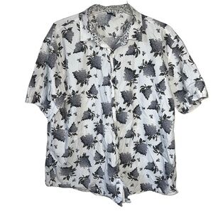 Verdo Shirt Men’s Short Sleeved Floral Linen Cotton Blend Button Down Size XL